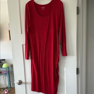 Red Long Sleeve Maternity Dress